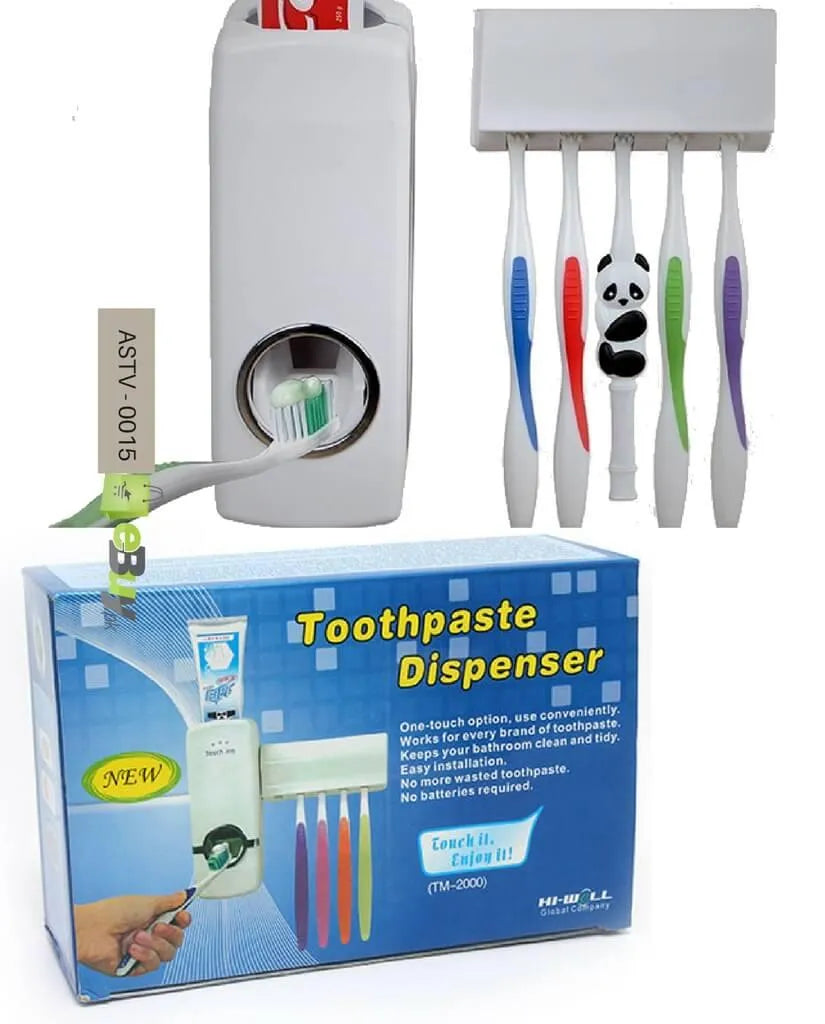 Set of Toothpaste Dispenser & Toothbrush Holder