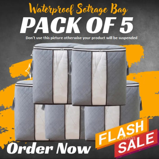 Pack of 5 -  LARGE Storage Bags Organizers