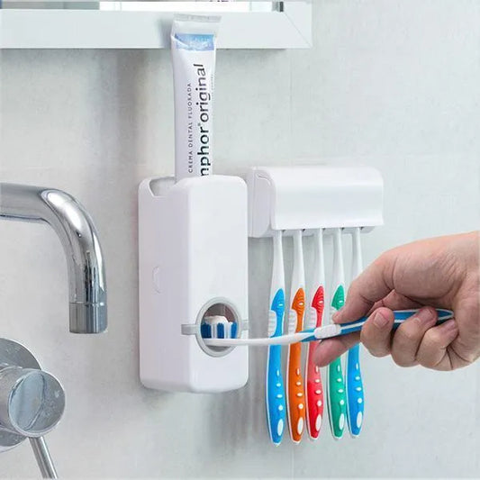 Set of Toothpaste Dispenser & Toothbrush Holder